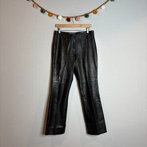 5/48 black genuine leather pants